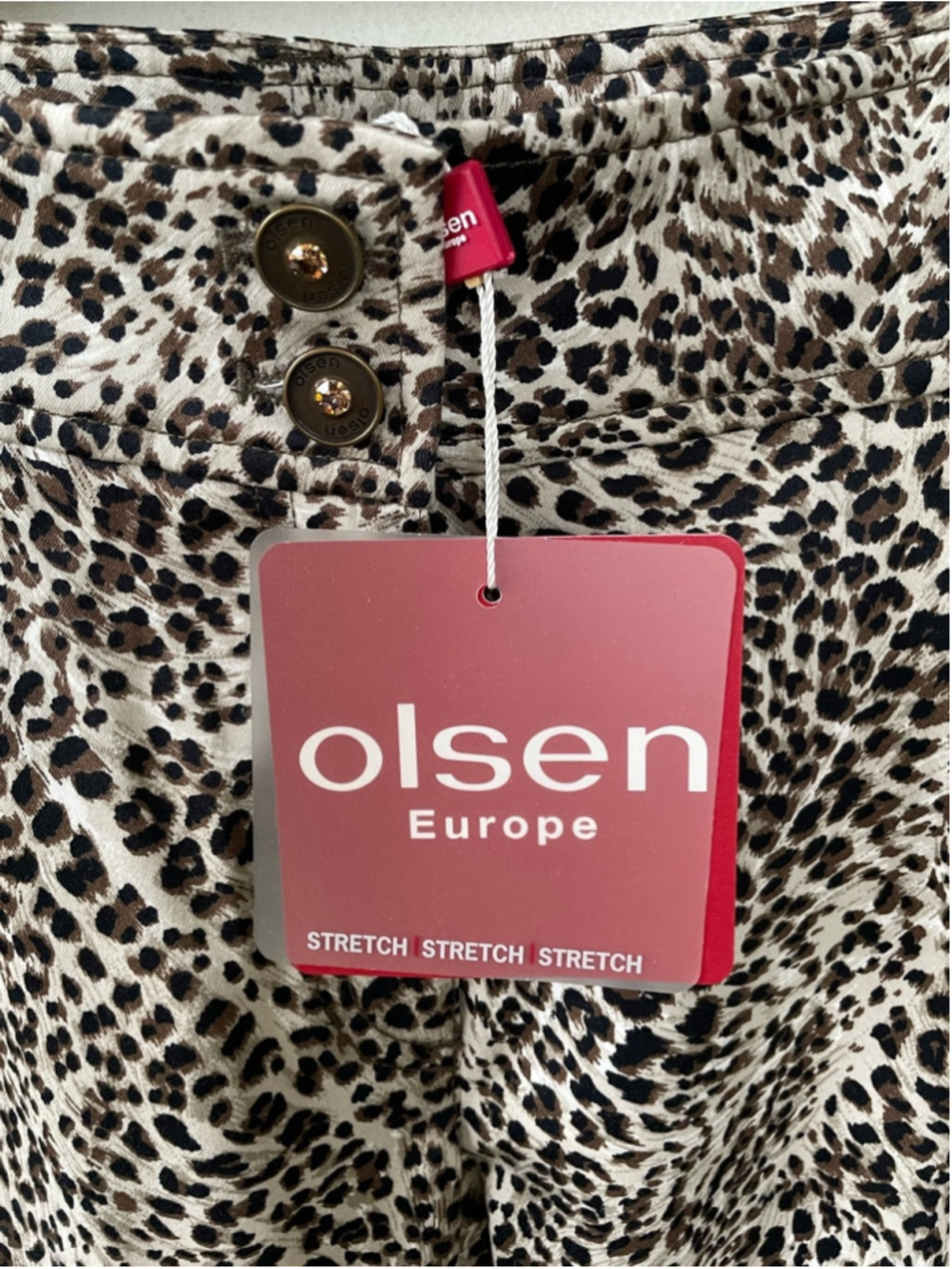 NWT Olsen Europe Ibiza 504 Leopard Print Crop Stretch Pants Size 10 / 42 - Picture 6 of 10